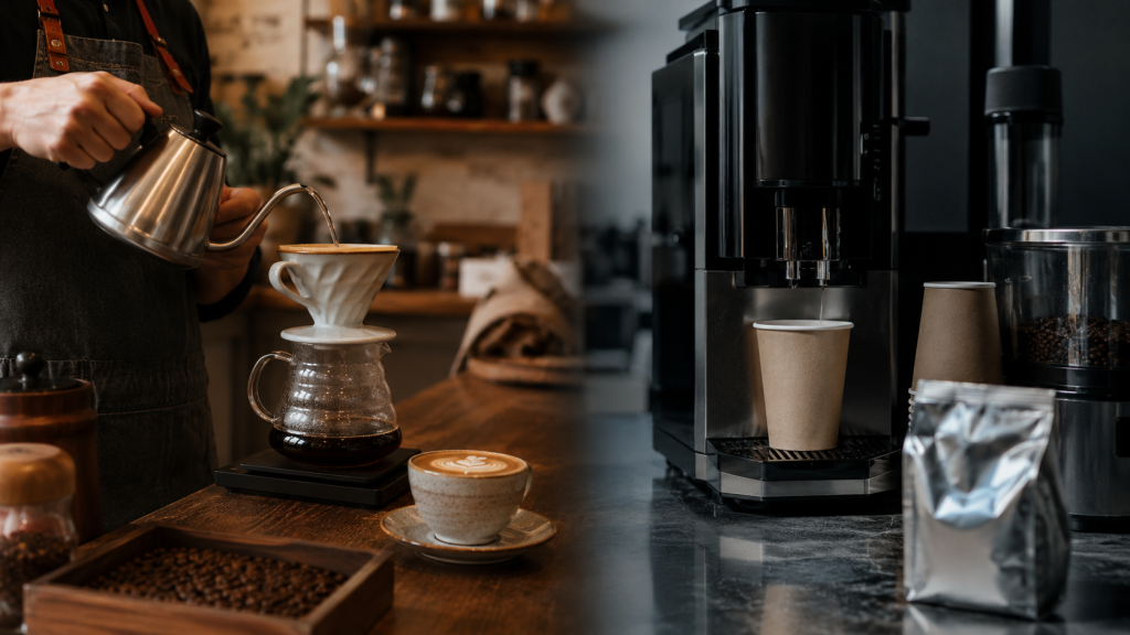 Comparación entre café artesanal y café comercial